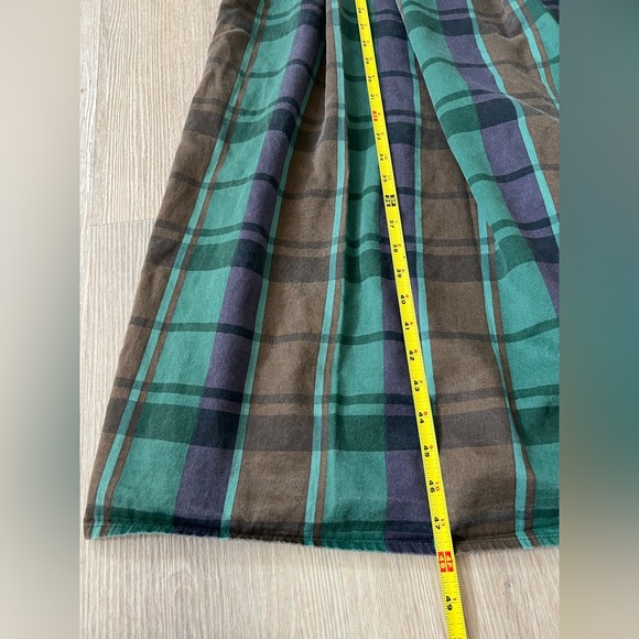 Handmade Plaid Pleated Cottagecore Modest Feminine Bell Sleeved Maxi Dress - Picture 10 of 13